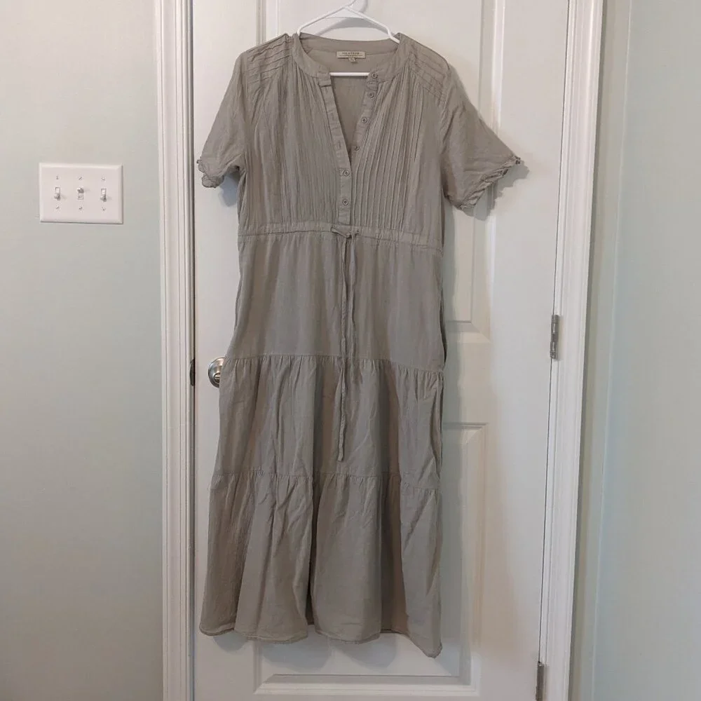 Gray Short Sleeve Midi Dress - Size Large - Picture 1 of 5